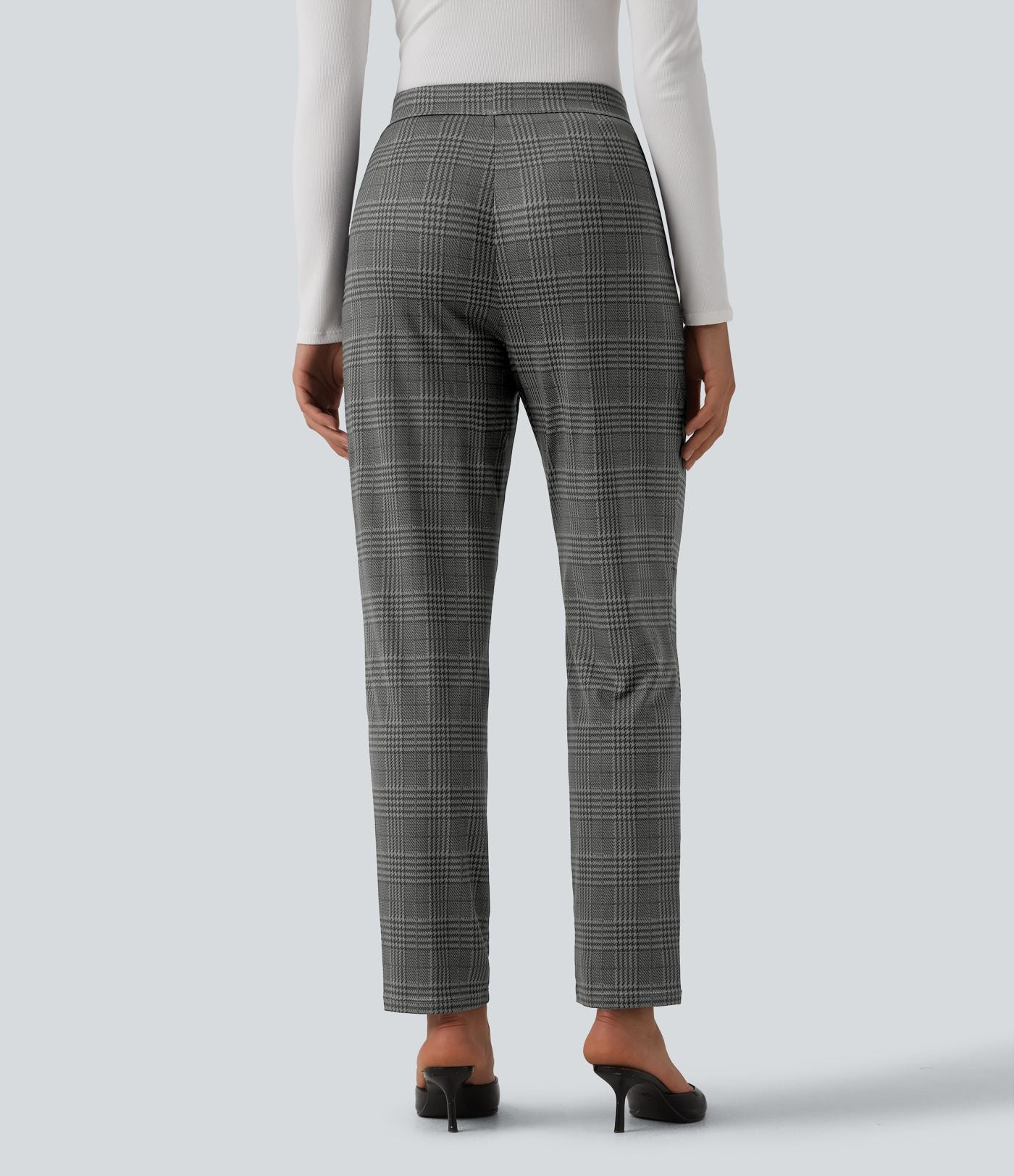 Pantalon tailleur Halara Flex™ fuselé à carreaux taille haute avec poches