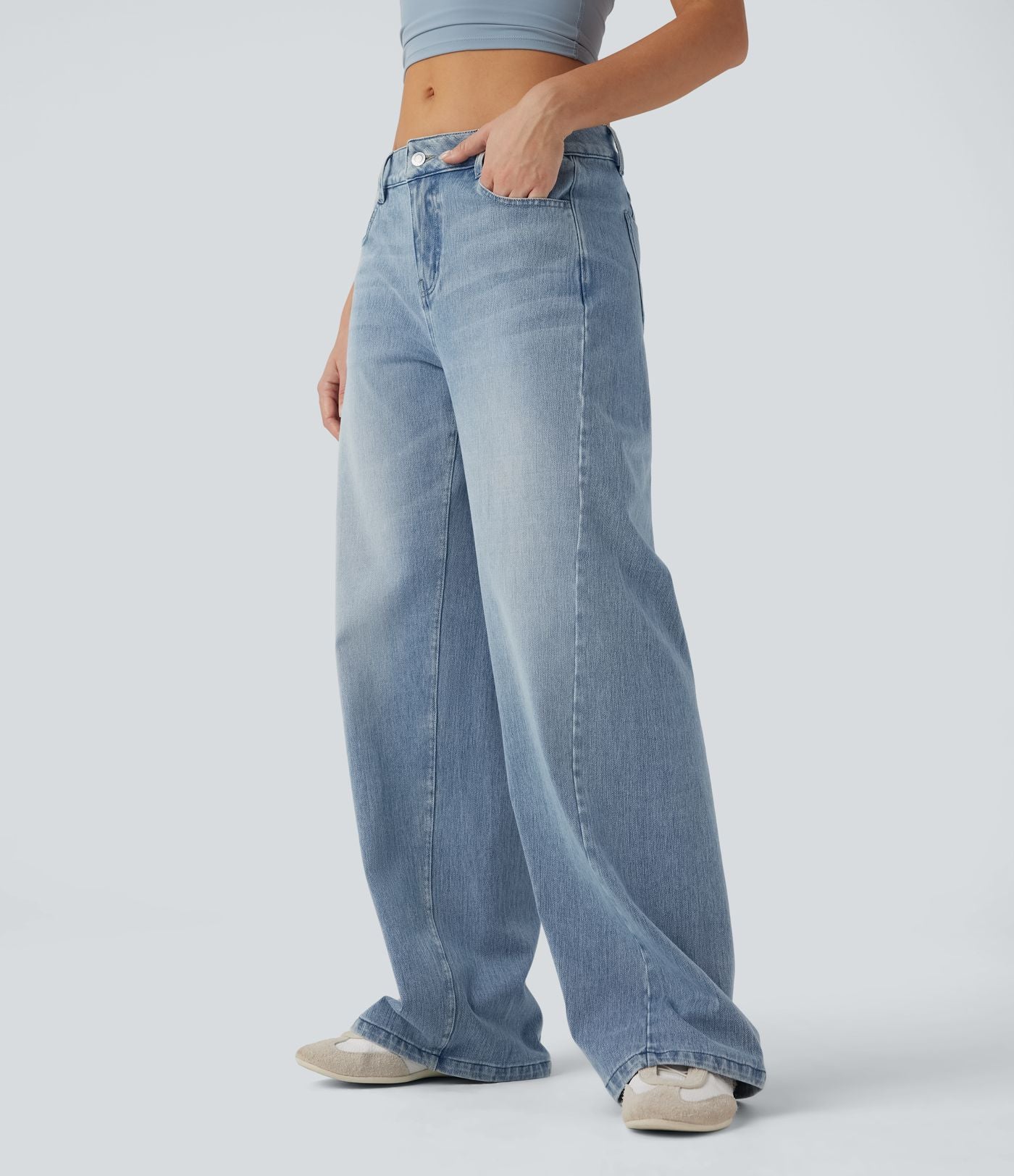 Jean décontracté Halara Flex™ jambe large taille basse avec poches