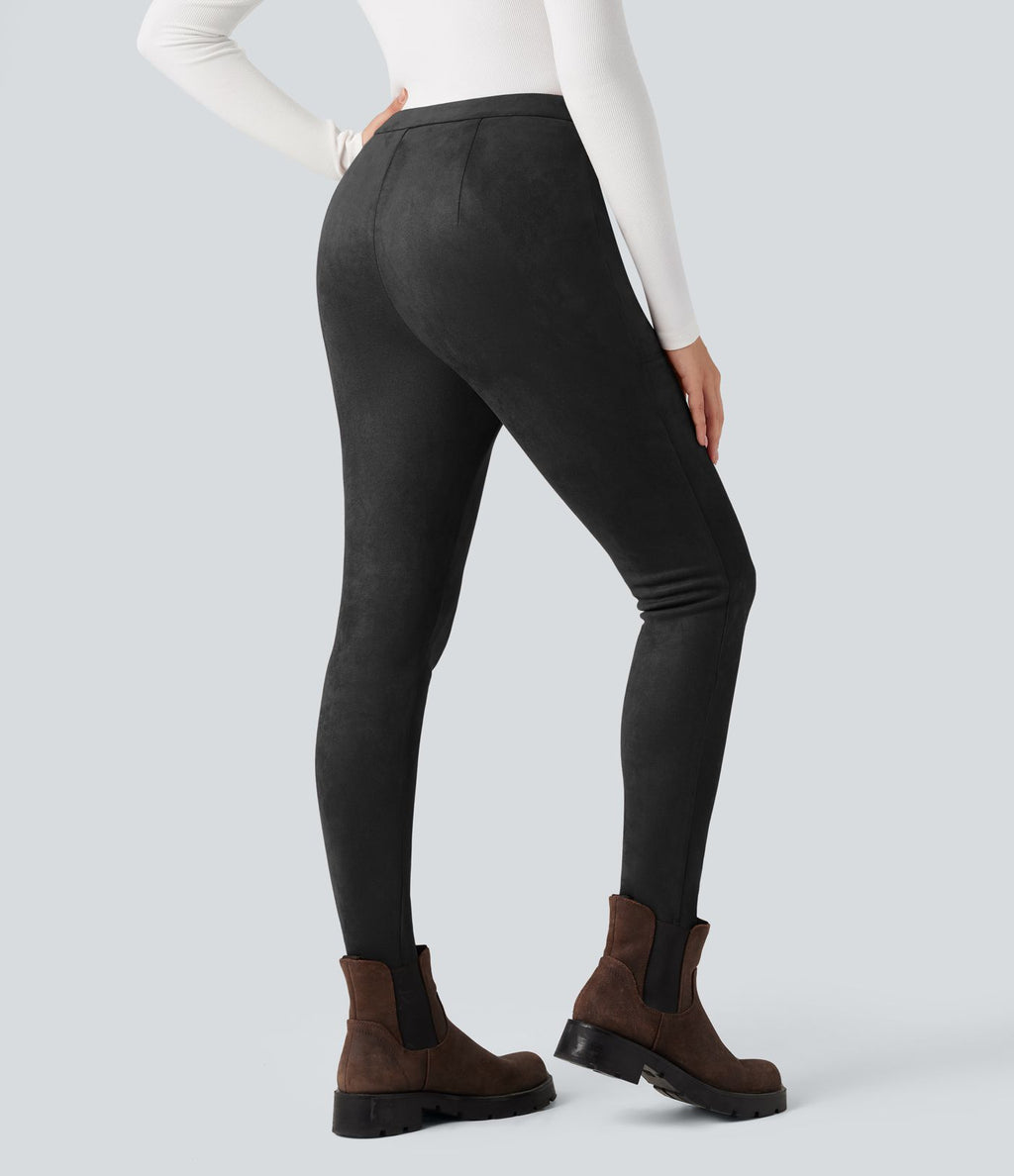 Legging suédine taille haute avec poches