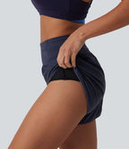 Short de running 2 en 1 Halara UltraSculpt™ gainant imprimé camouflage, taille haute, ourlet incurvé, 10 cm, avec poche