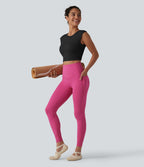 Haut de yoga court SoftlyZero™ léger à col rond et soutien-gorge intégré, sans manches et respirant.