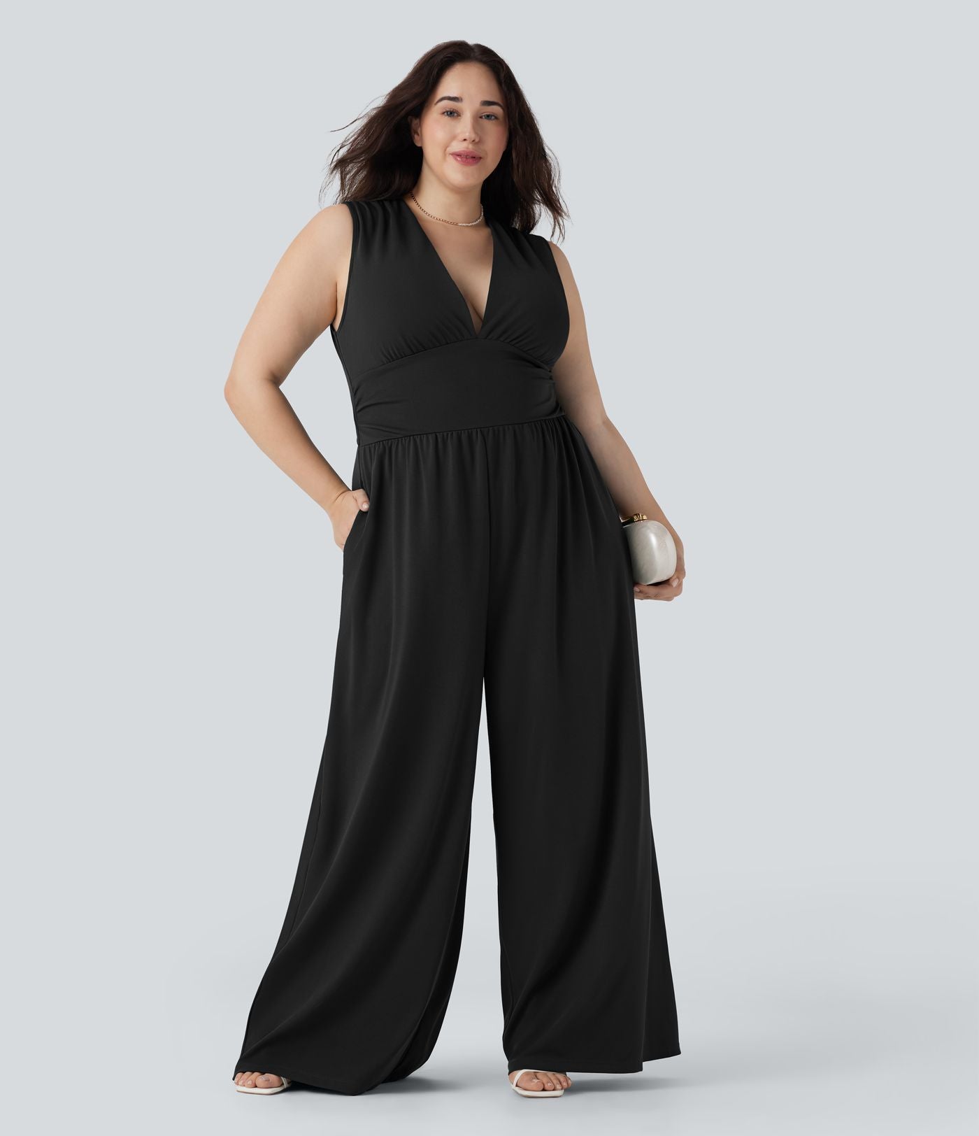 Combinaison grande taille col V sans manches avec poches - Édition Easy Peasy