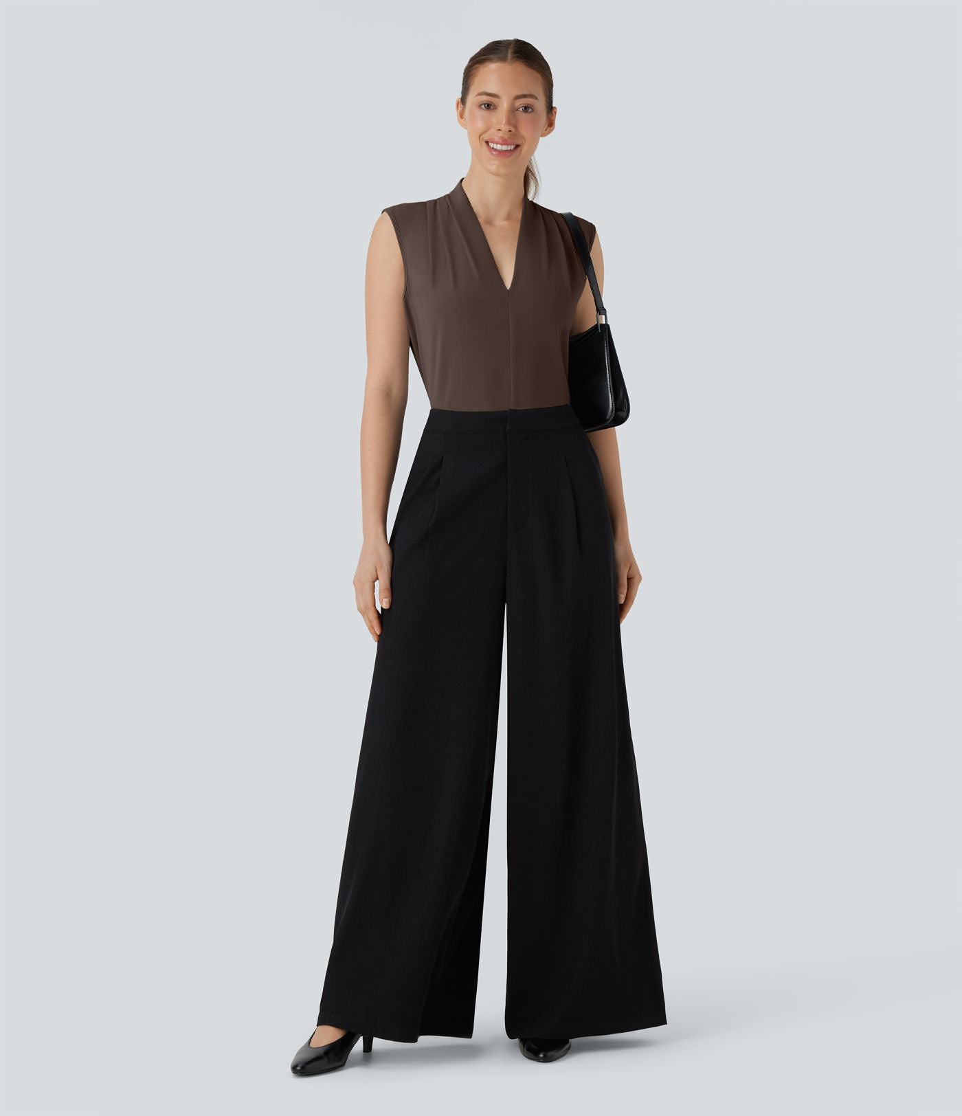 Blouse sans manches col V pour le bureau