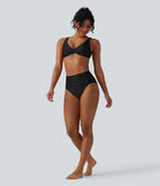 Bas de maillot de bain bikini taille haute gainant froncé