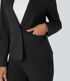 Blazer de travail ajusté col cranté infroissable à manches longues Halara Flex™ Suit avec poches