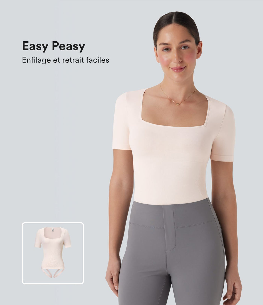 Combinaison de travail lissante décolleté carré avec bretelles de jambe ajustables sans couture OneForm Seamless Flow - Easy Peasy