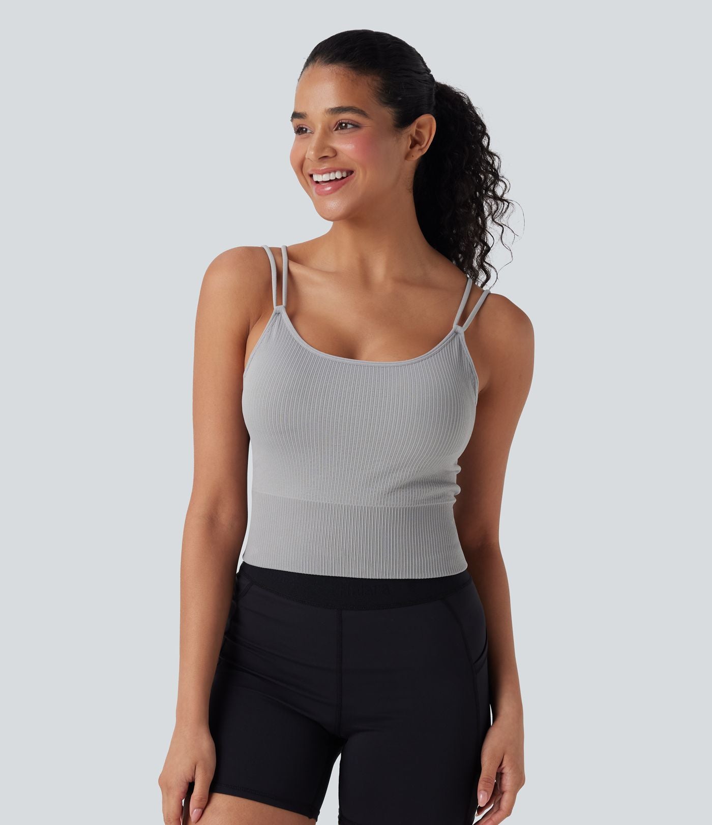 Débardeur running court dos en V bretelles doubles bonnets E-G sans couture OneForm Seamless Flow