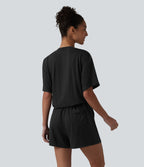 Combinaison-short casual henley à manches courtes avec poches — Easy Peasy