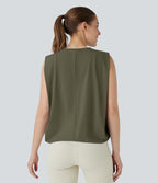 Débardeur de yoga col rond froncé, tissu rafraîchissant - Protection UPF50+