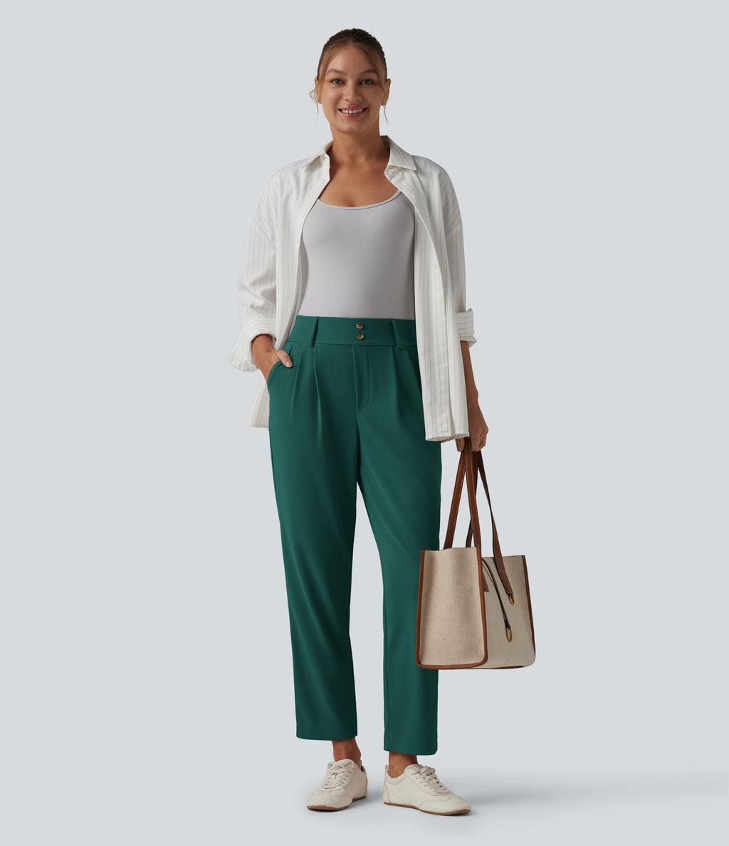 Halara Flex™ Pantalon tailleur fuselé taille haute en tissu gaufré avec poches