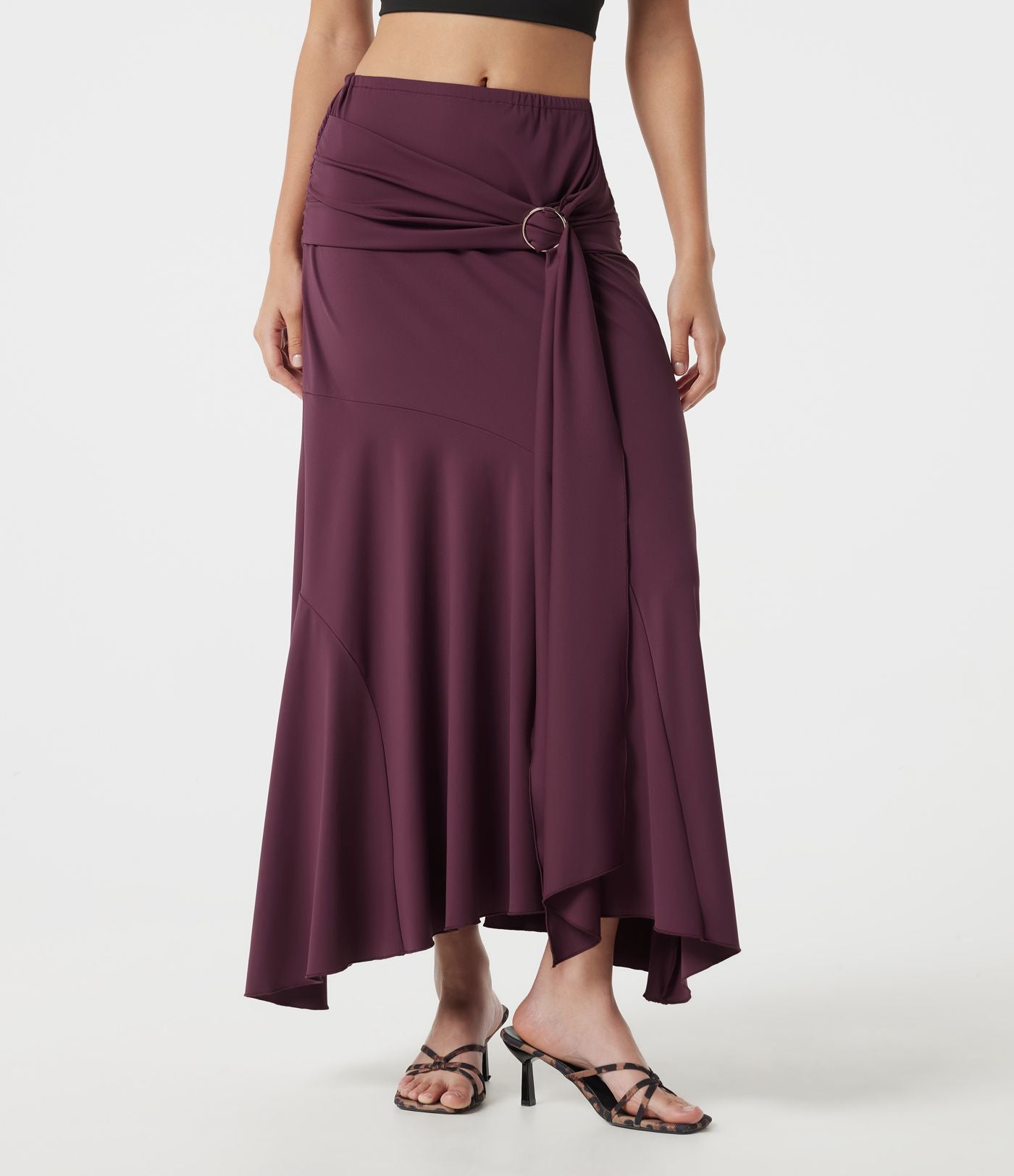Jupe de soirée maxi taille mi-haute froncée coupe sirène
