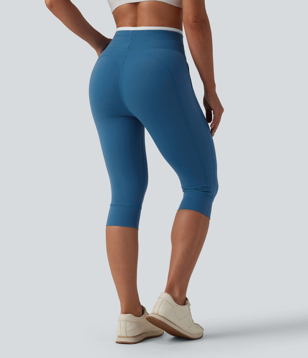 Legging de yoga corsaire Halara UltraSculpt™ color block taille haute gainant avec cordon de serrage avec poches