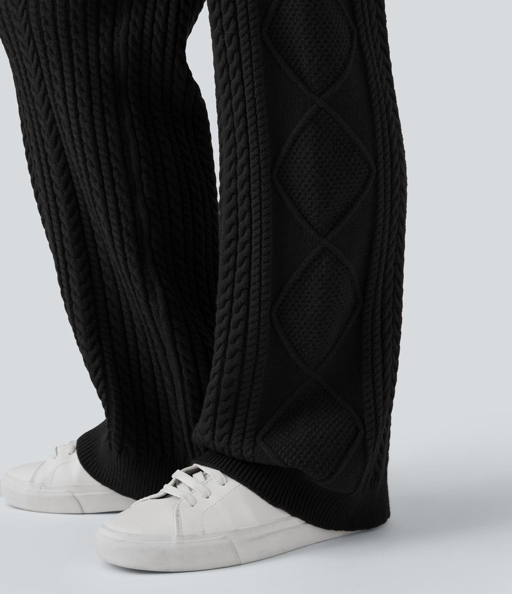 Pantalon décontracté en maille taille mi-haute avec cordon de serrage