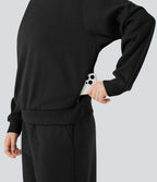 Sweat en coton molleton col rond manches longues avec poches