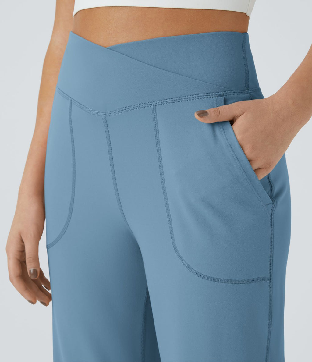 Pantalon yoga large croisé avec ourlet et poches DayStretch - Smile