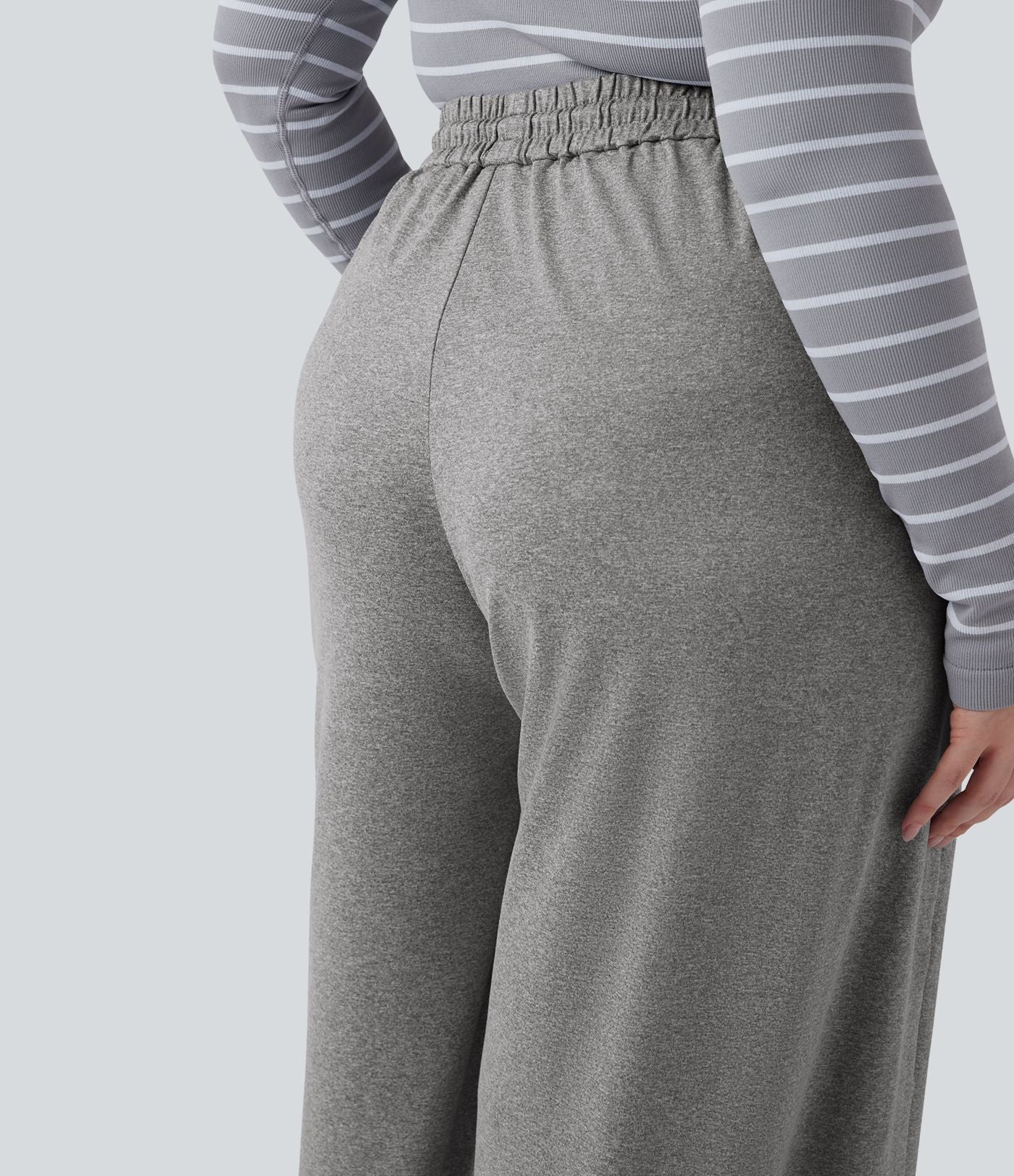 Pantalon décontracté grande taille large taille haute avec cordon de serrage et poches