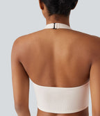 Débardeur décontracté cropped maille côtelée dos-nu boucle réglable
