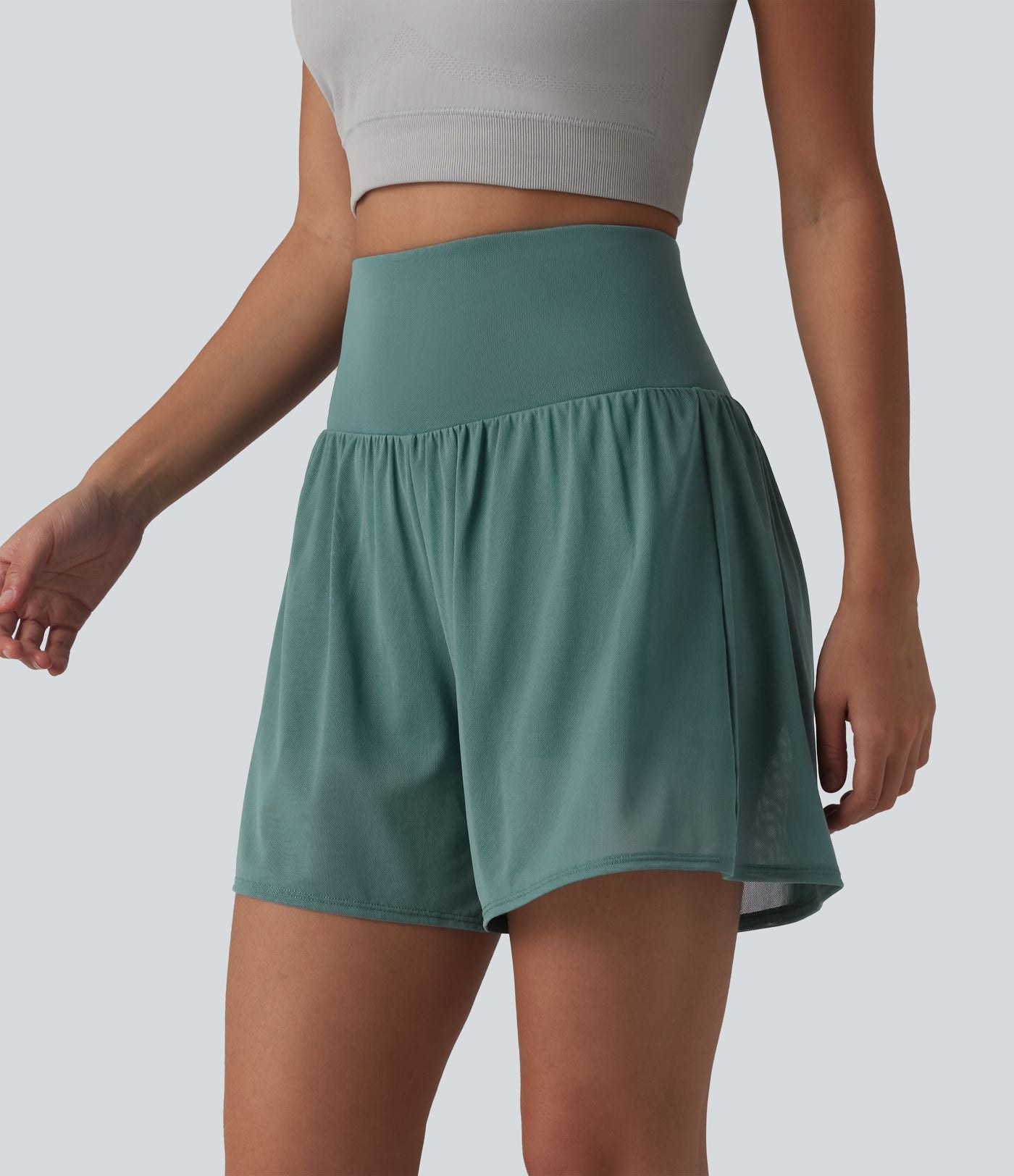 Short de yoga SoftlyZero™ Airy 2-en-1 taille haute avec empiècement mesh contrastant, à effet frais InstantCool et poches 12,5 cm