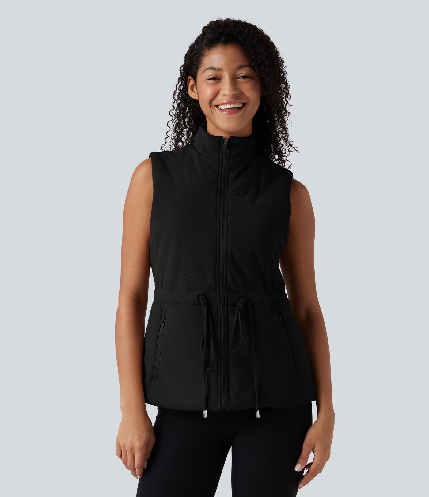 Veste polaire PuffFlex 3-en-1 à col montant et manches longues avec passe-pouces et gilet matelassé avec poches
