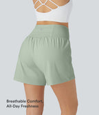 Short yoga 2-en-1 SoftlyZero™ Airy effet frais InstantCool taille très haute 12,5 cm avec poches, longueur allongée