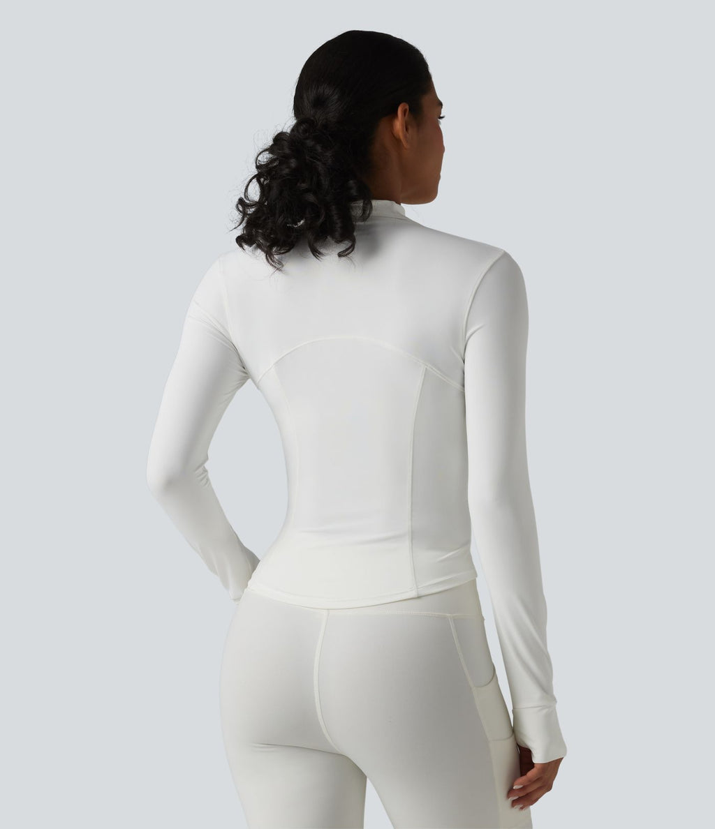 Veste de running 3-en-1 déperlante à capuche avec trous pour les pouces, ourlet arrondi et poches