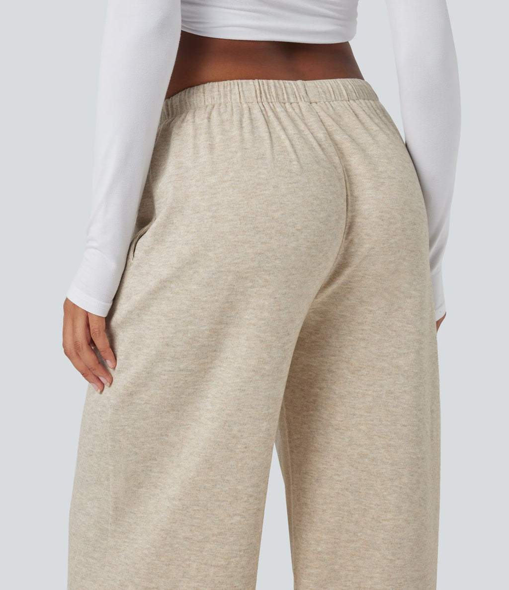 Pantalon baggy côtelé taille basse avec cordon de serrage et poches