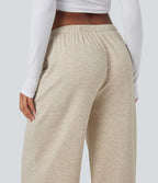 Pantalon baggy côtelé taille basse avec cordon de serrage et poches