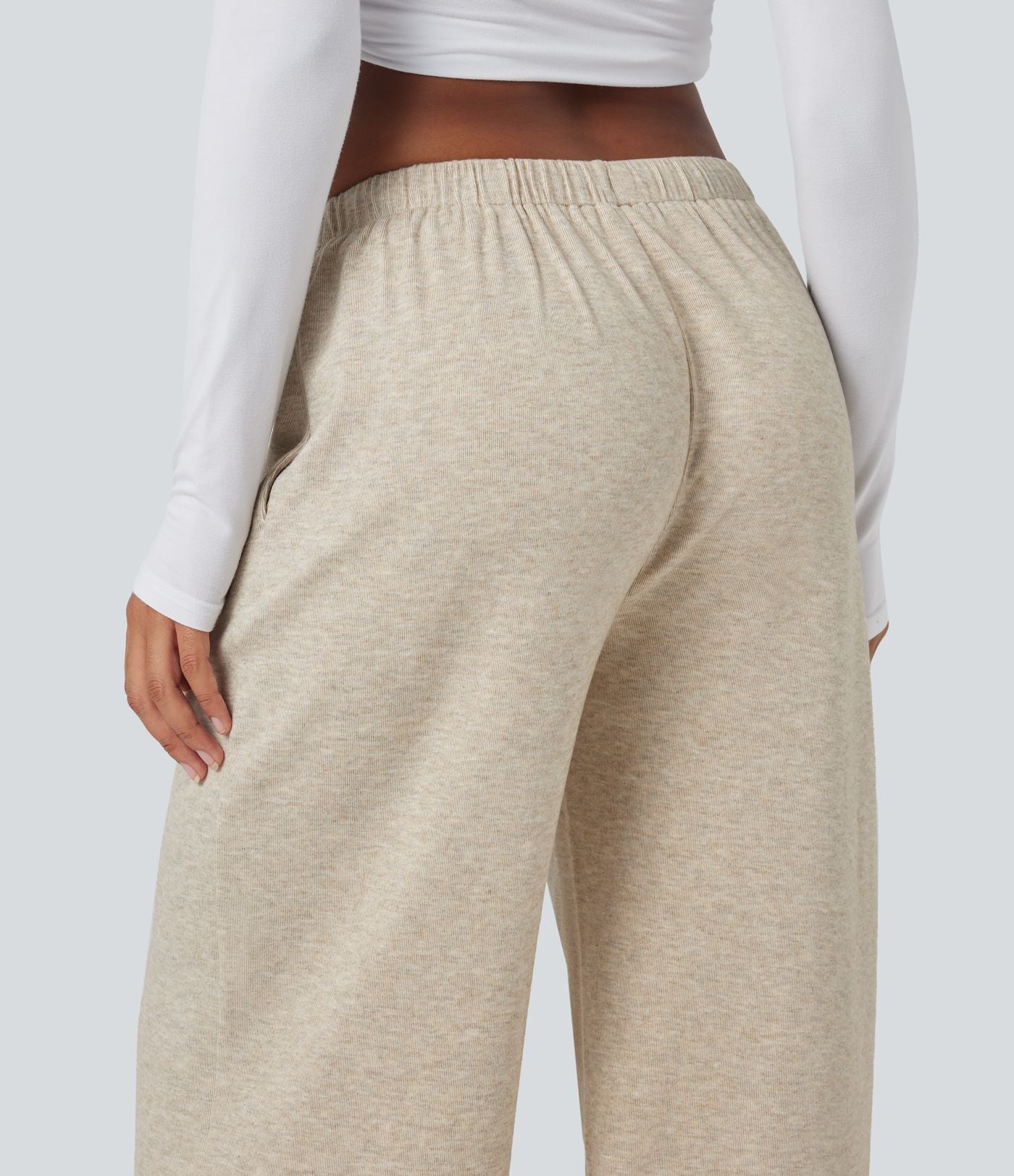 Pantalon baggy côtelé taille basse avec cordon de serrage et poches