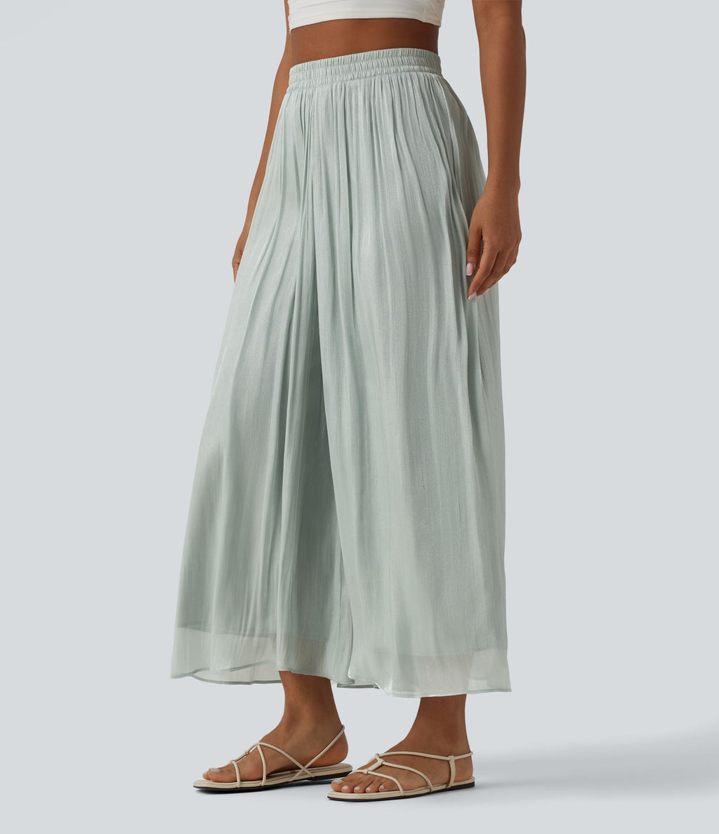 Pantalon ample fluide vacances taille haute