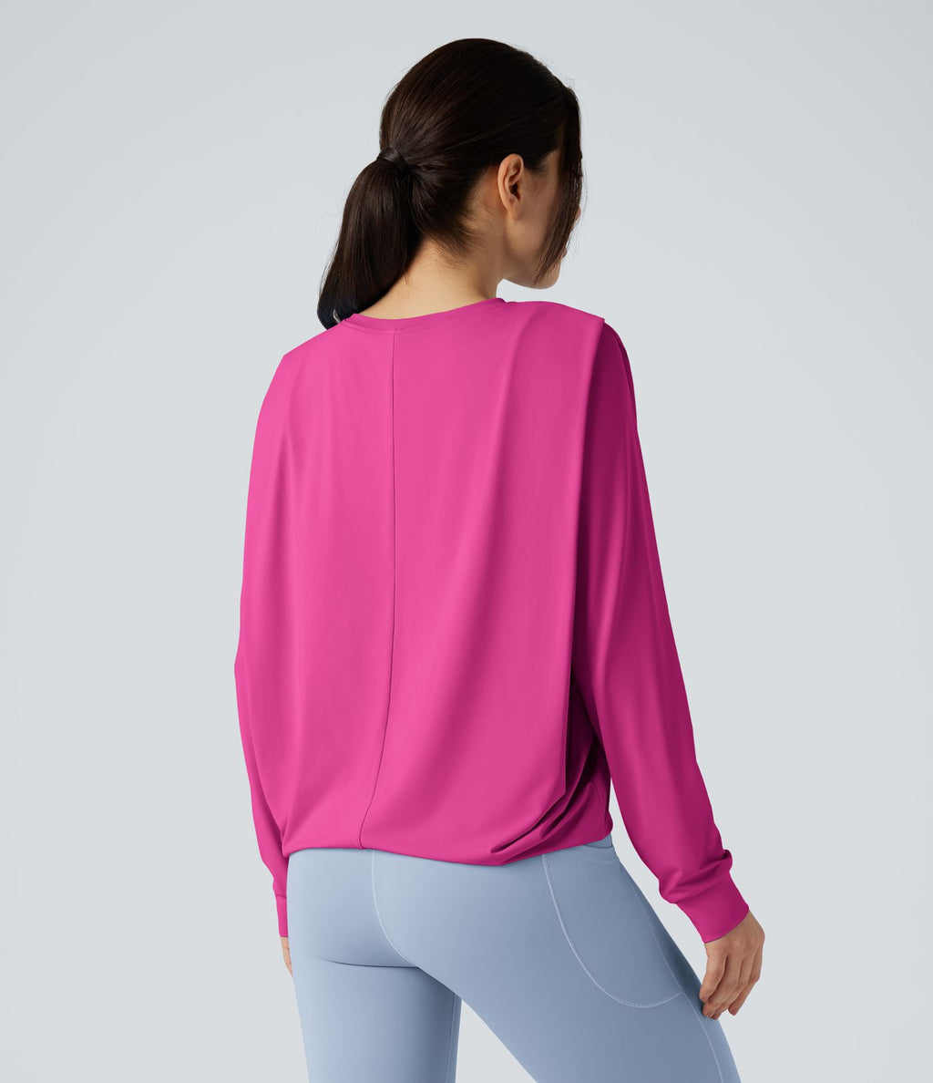 Haut de sport yoga col rond manches longues froncé - UPF50+