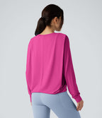 Haut de sport yoga col rond manches longues froncé - UPF50+
