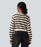 Cardigan tailleur rayé col rond manches longues