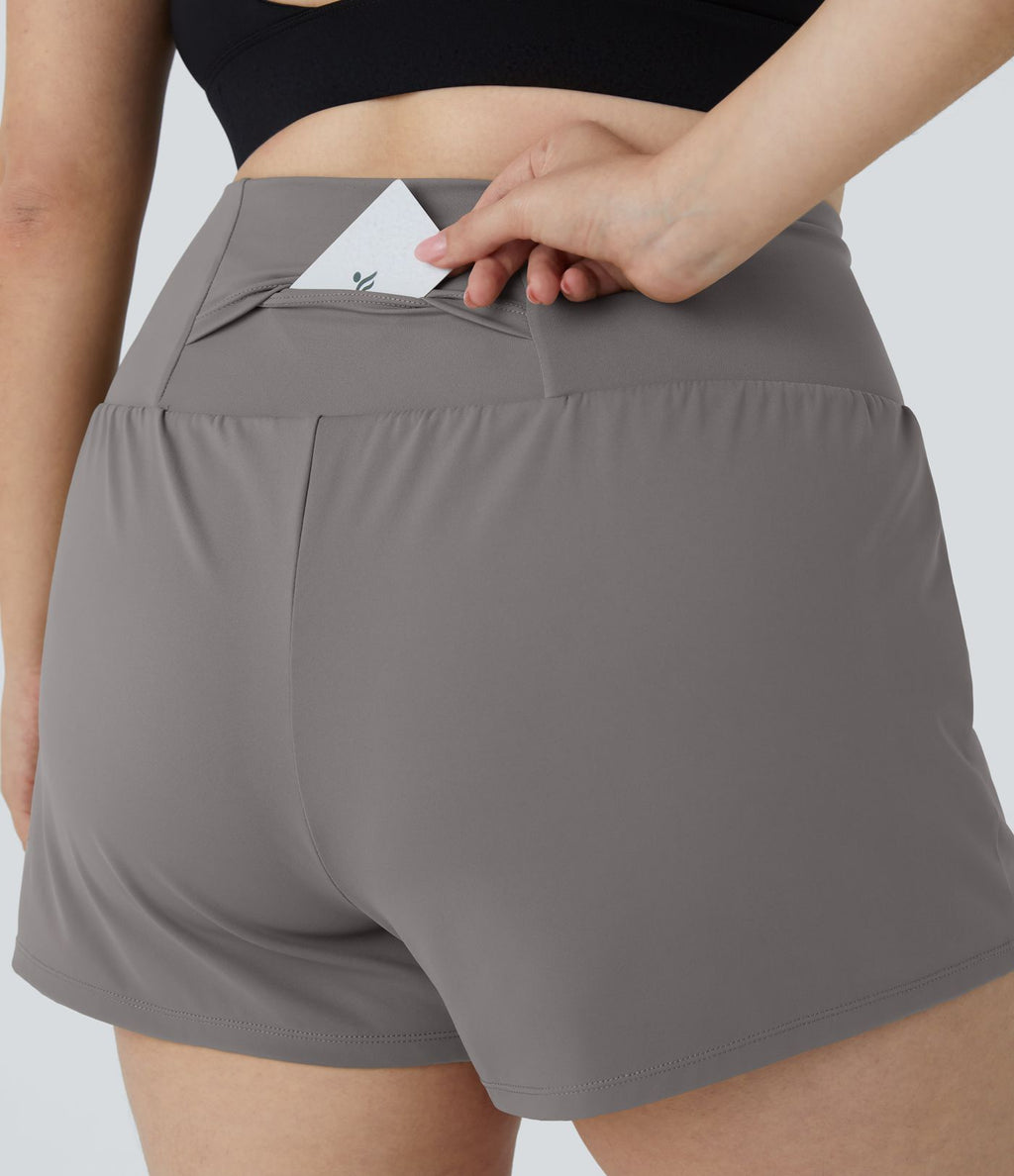 Short 8,8cm Sport Grande Taille 2 en 1 avec Poches Arrière et Poches Latérales Cachées