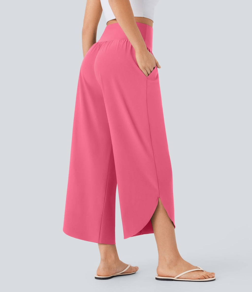 Pantalon fluide resort Breezeful™ à séchage rapide, coupe fendue et effet ventre plat