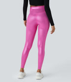 Legging de yoga SoftlyZero™ en simili stretch avec taille croisée, imprimé métallisé et poche arrière