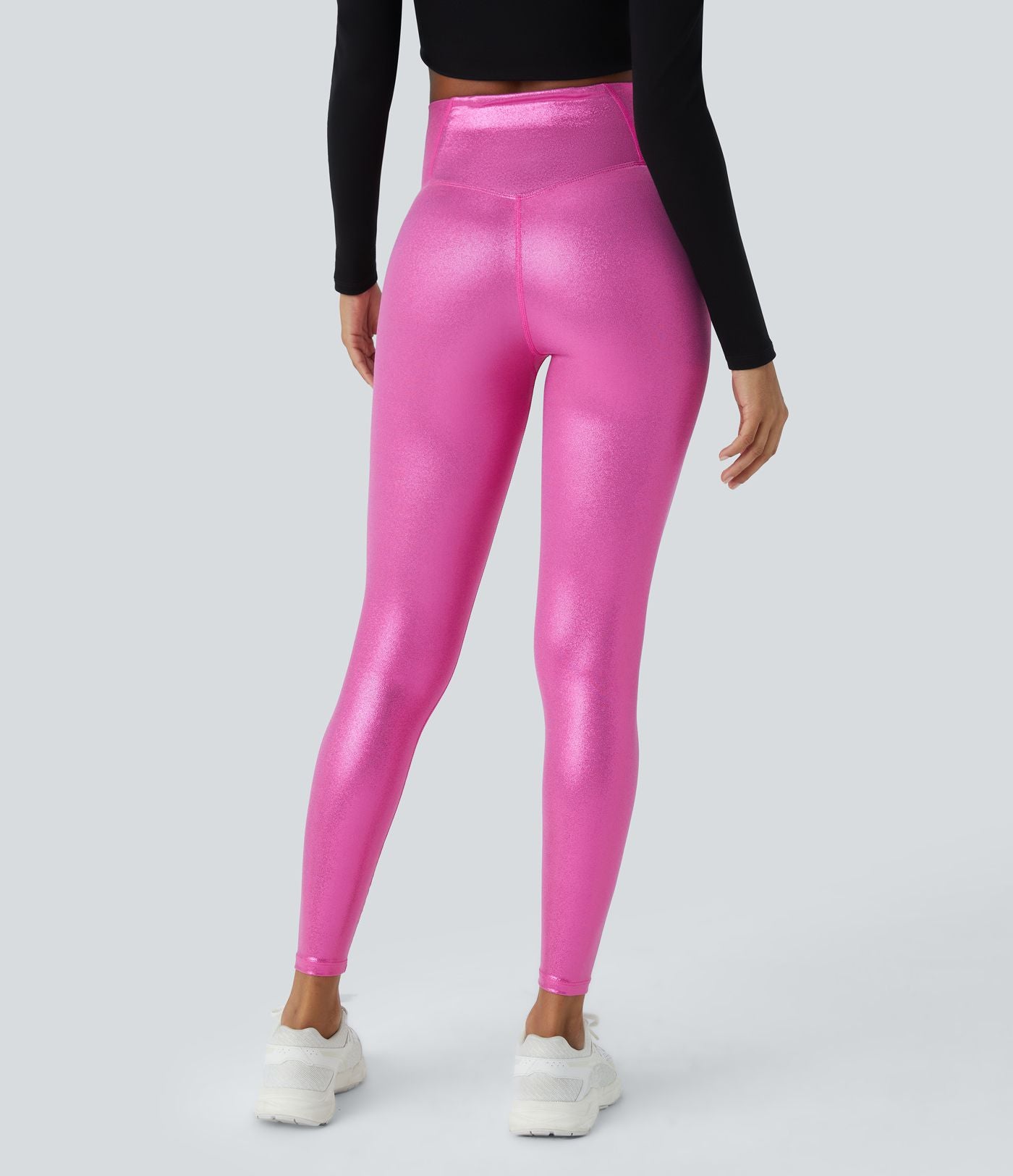 Legging de yoga SoftlyZero™ en simili stretch avec taille croisée, imprimé métallisé et poche arrière