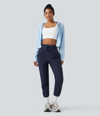 Jogging de danse fuselé froncé séchage rapide effet frais InstantCool taille haute avec cordon de serrage et poches, protection solaire UPF40+