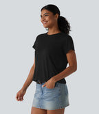 T-shirt décontracté col rond manches courtes