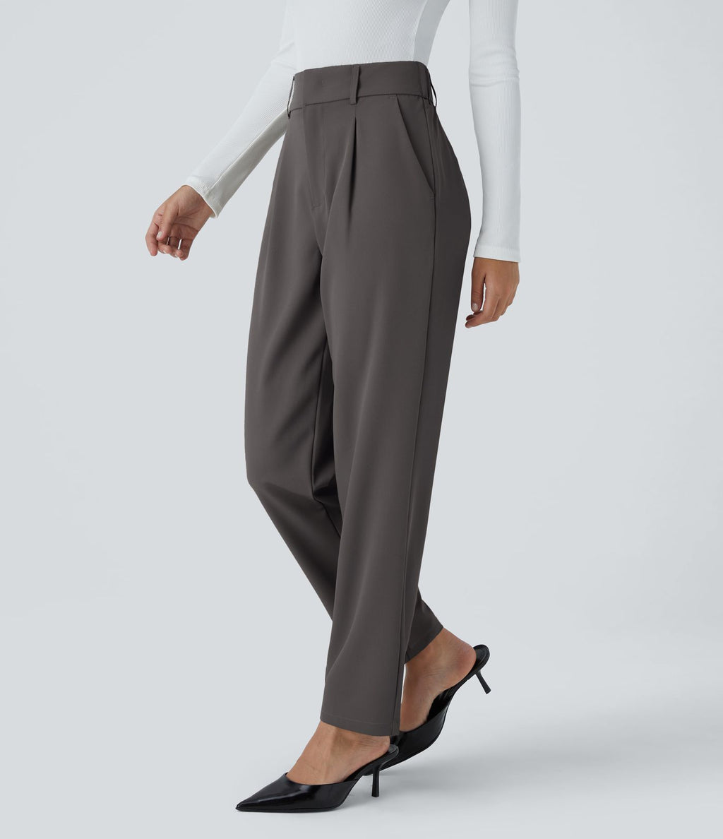Pantalon tailleur Halara Flex™ fuselé uni, taille haute, avec poches