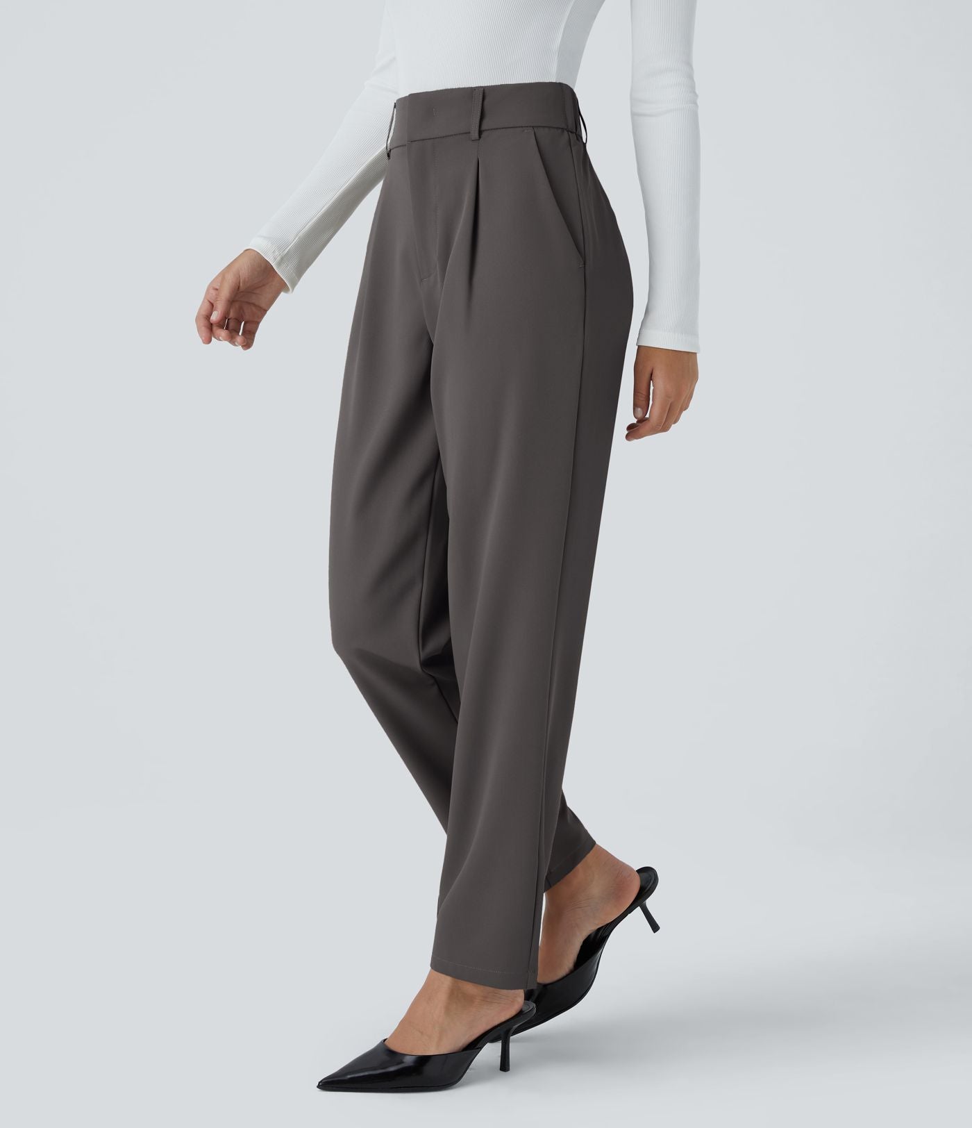 Pantalon tailleur Halara Flex™ fuselé uni, taille haute, avec poches