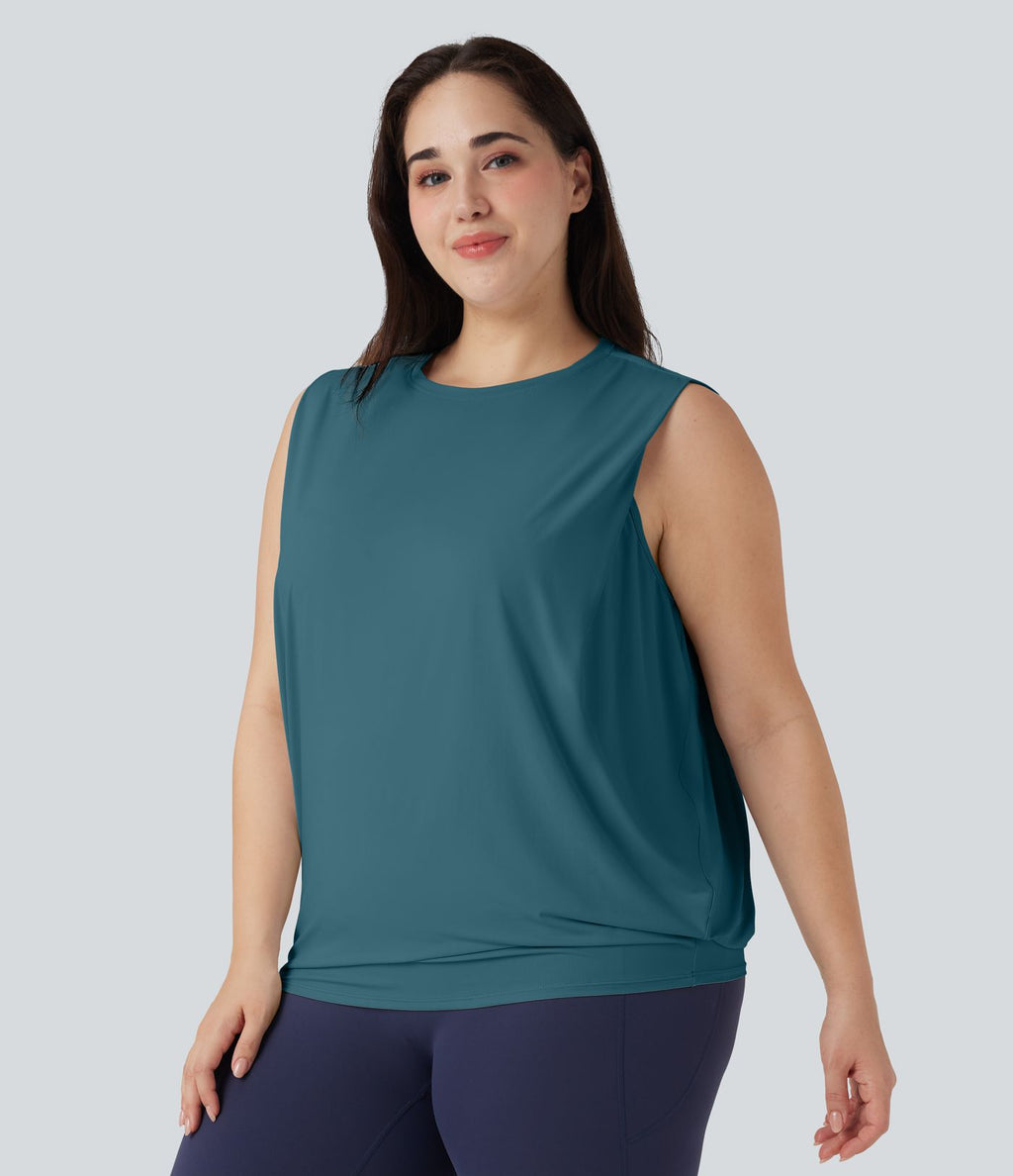 Débardeur yoga grande taille col rond Cool Touch - UPF50+