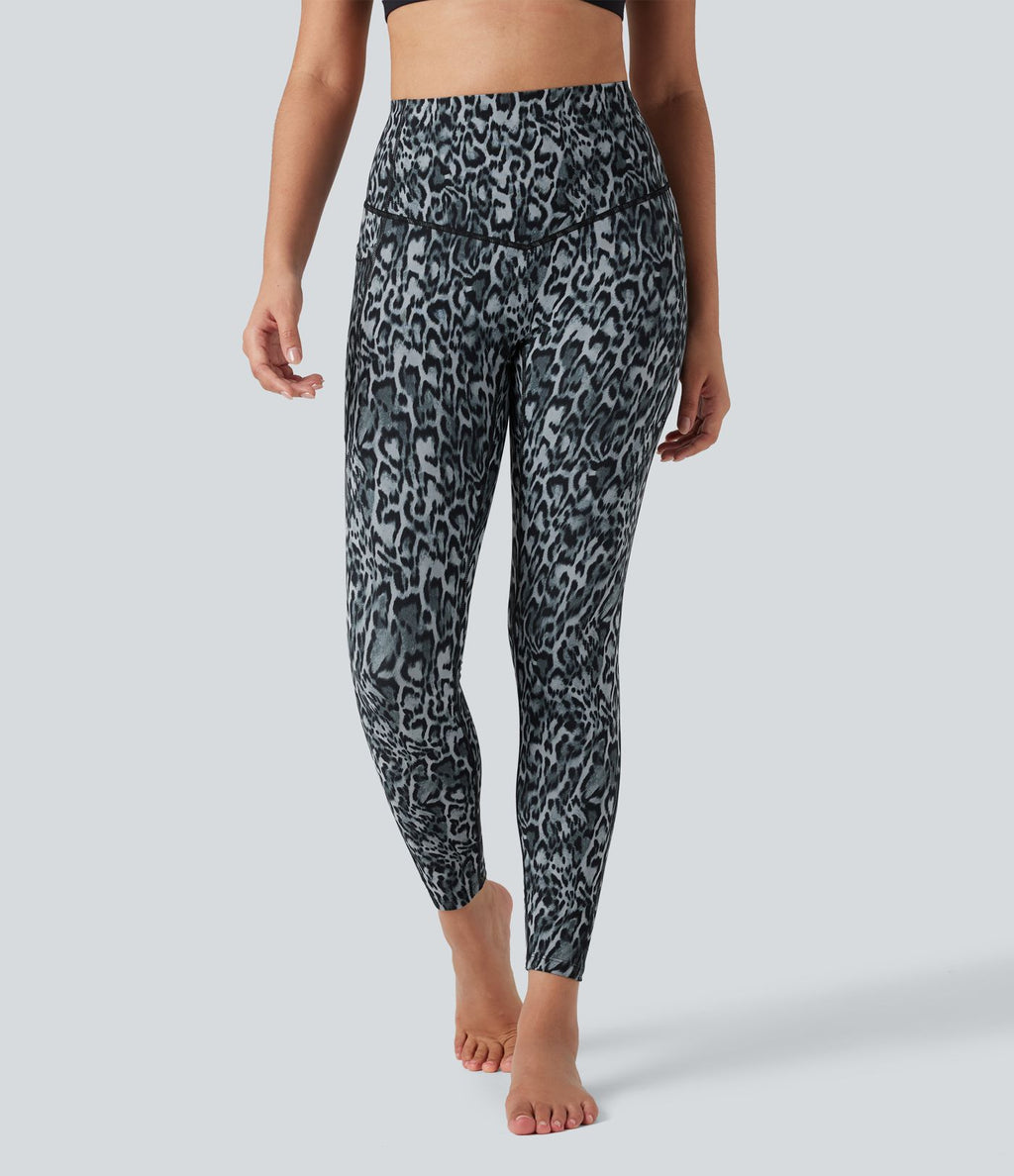 Legging de yoga gainant taille haute imprimé léopard avec poches Halara UltraSculpt™