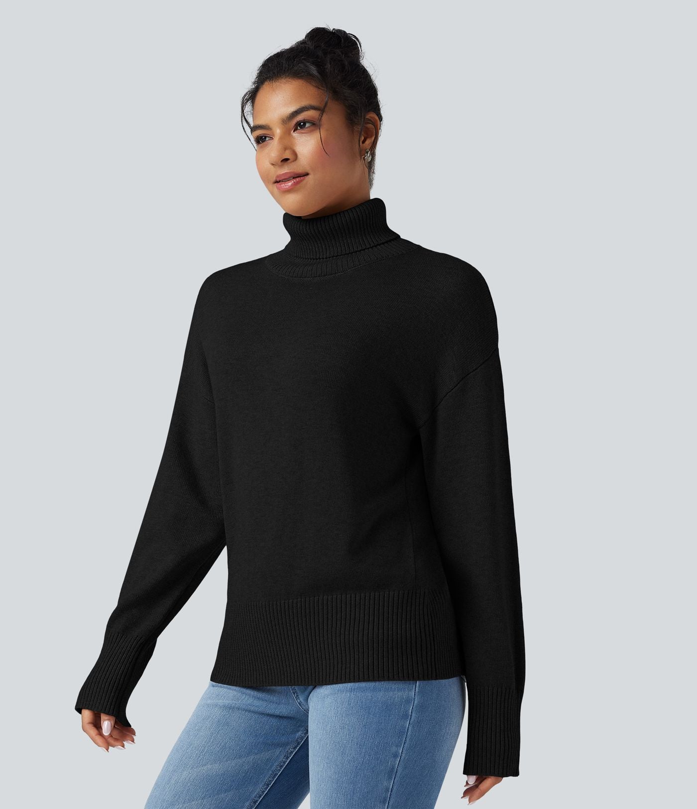 Pull laine col montant manches longues