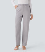 Pantalon tailleur droit à taille haute avec poches latérales