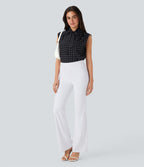 Chemise de travail sans manches à pois avec nœud devant