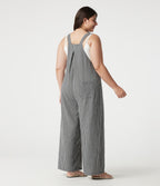 Salopette grande taille effet lin à carreaux avec poches