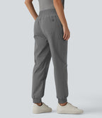 Jogging cargo décontracté taille mi-haute avec cordon de serrage et poches