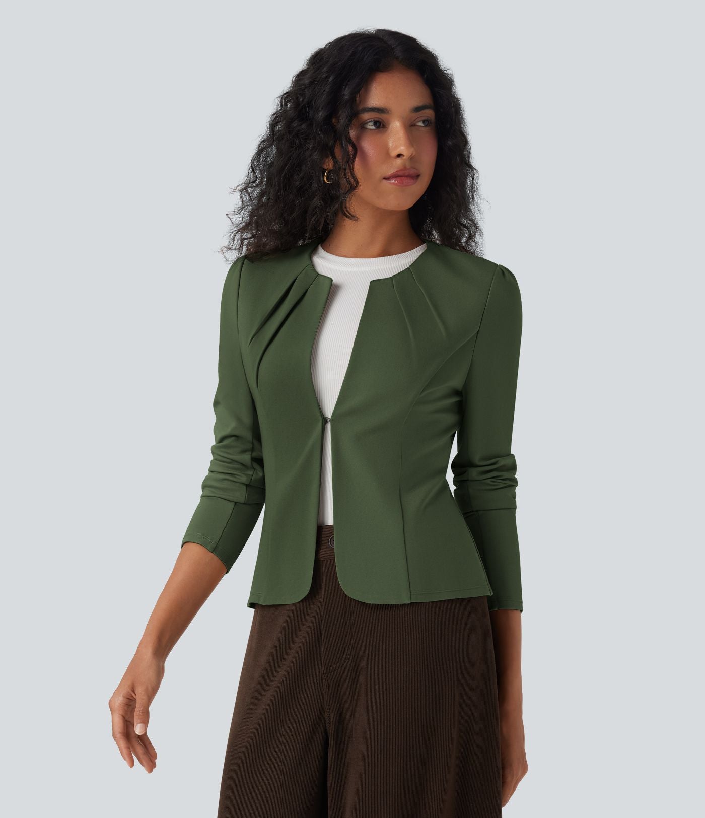 Blazer de travail col rond à agrafes