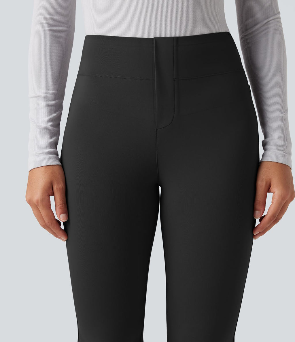 Pantalon tailleur bootcut taille haute ventre plat avec poches