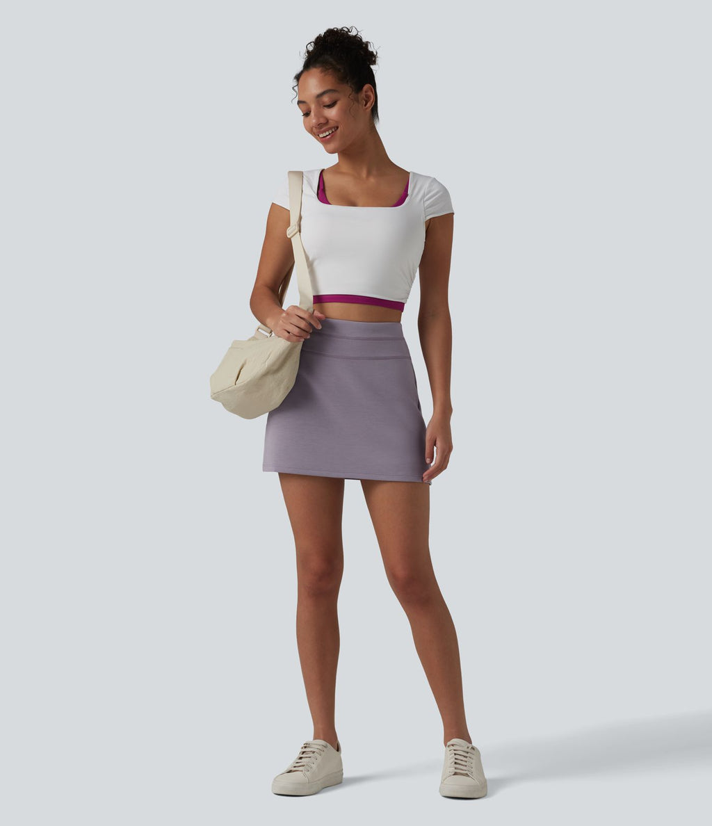 Jupe courte décontractée 2 en 1 SpacerTek™ taille haute avec effet ventre plat